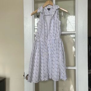 Ann Taylor flaw petite collar sleeveless button down white shirt dress size 2P